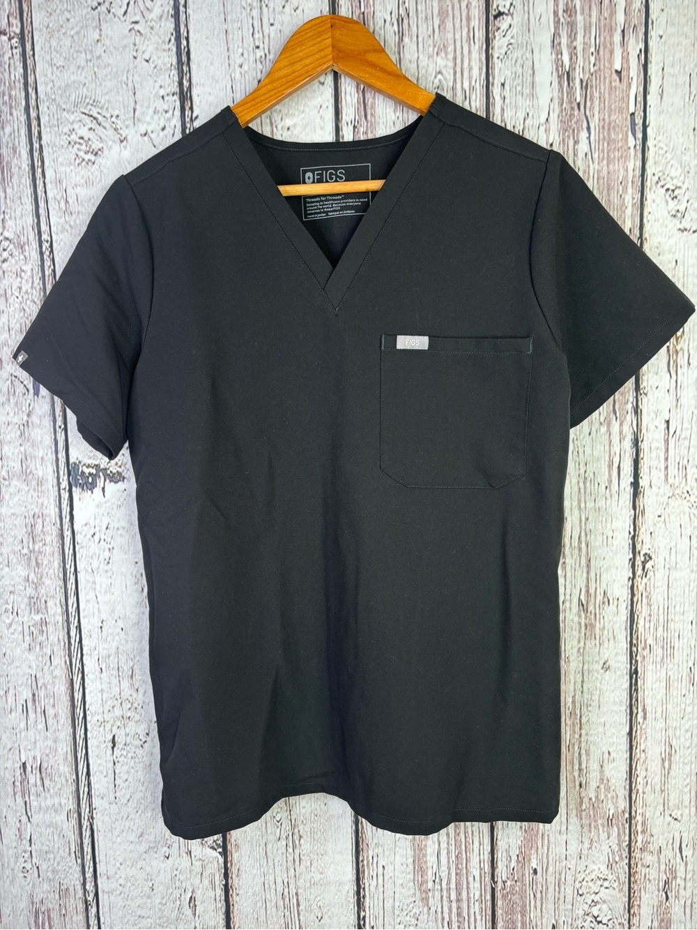 FIGS Size Small Black Catarina Scrub Top Nursing Nurse V-Neck Short Sleeves